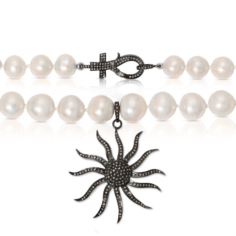 White-Pearl-Necklace-with-Large-Silver-Diamond-Sun-and-Diamond-Roundels-and-Diamond-Clasp