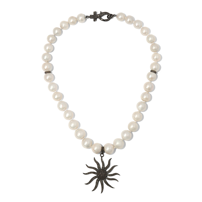 White-Pearl-Necklace-with-Large-Silver-Diamond-Sun-and-Diamond-Roundels-and-Diamond-Clasp